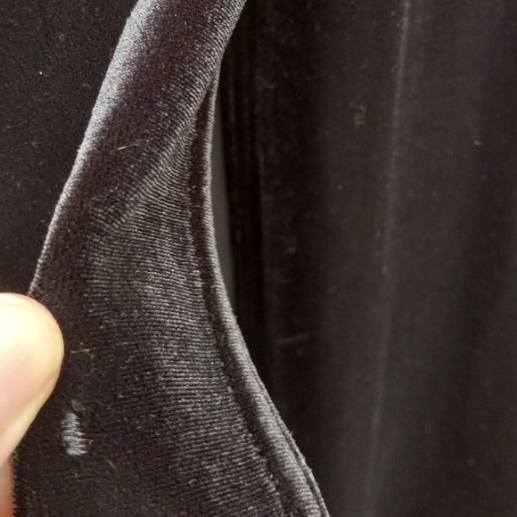 90s Vintage Minimalist Black Velvet Column Maxi Evening Gown Holiday NYE Event M - Picture 13 of 16